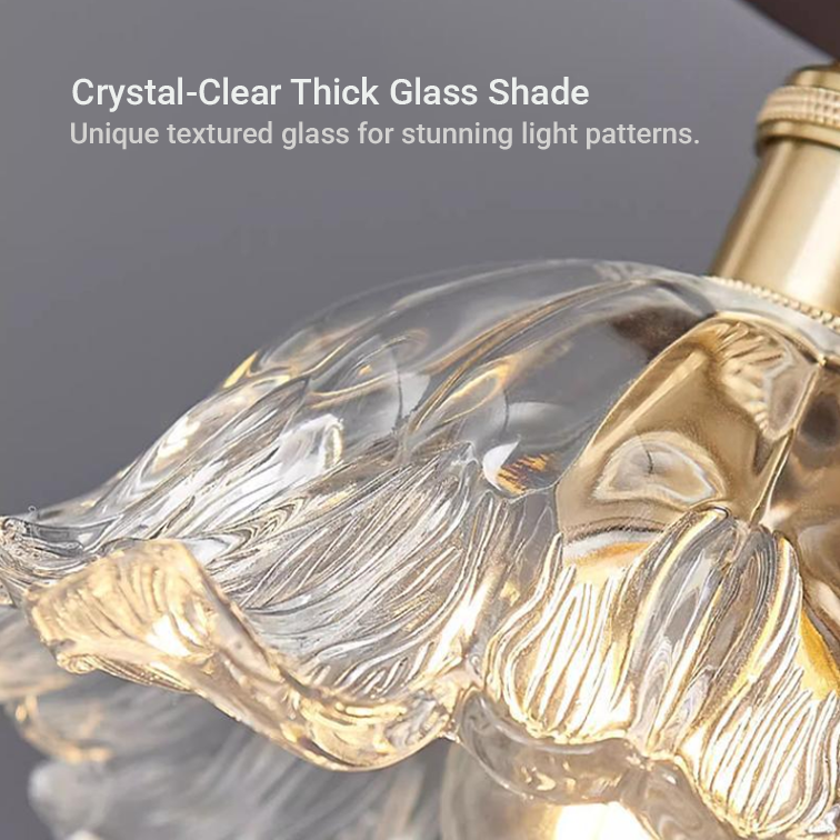 Vintage Ash Wood & Glass Flush Mount Ceiling Light