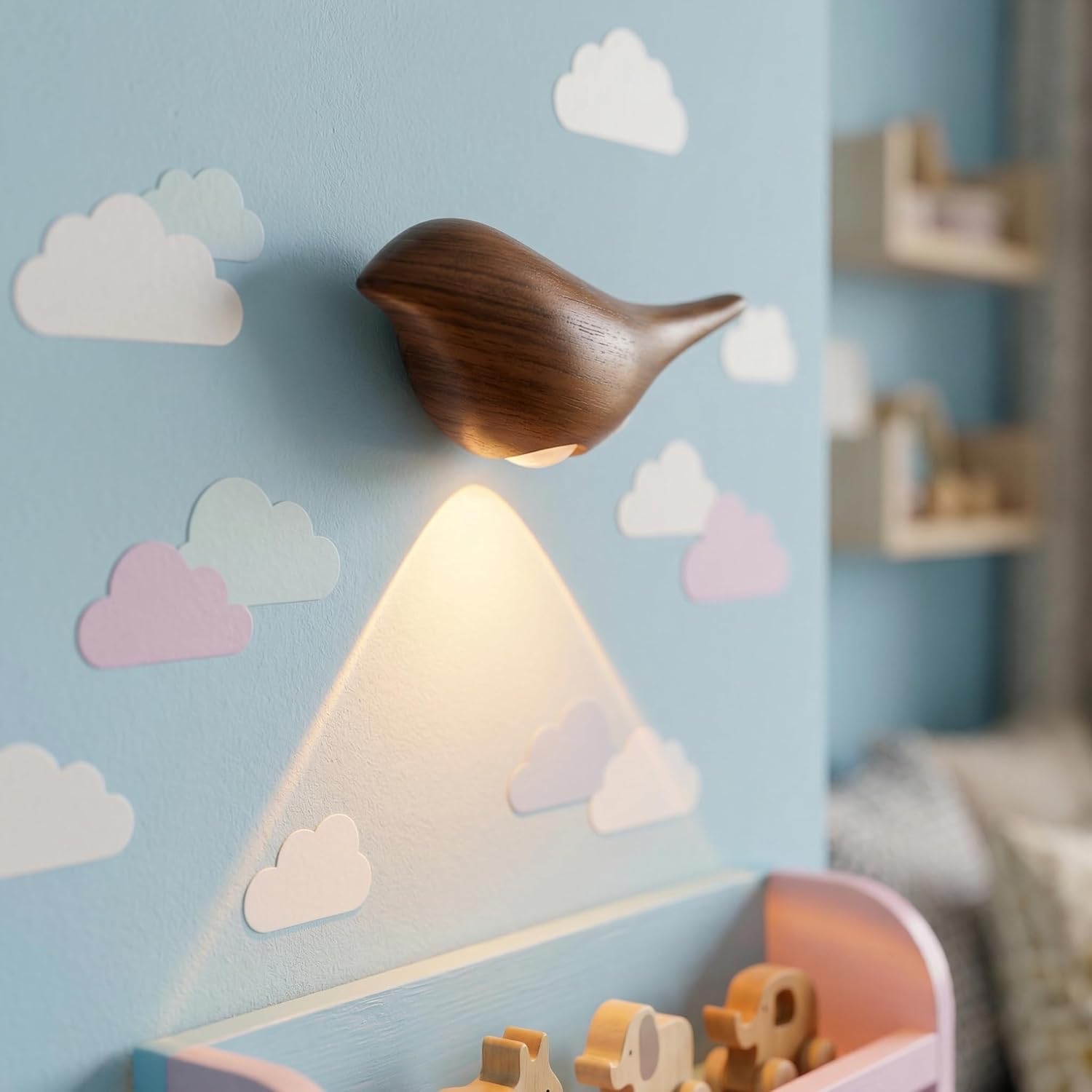Charming Faux Walnut Bird Wall Sconces