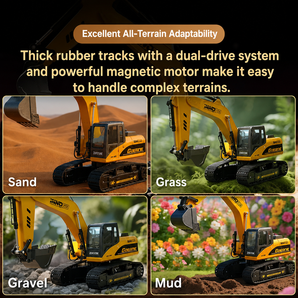 PowerDig™ Mega RC Excavator 1/14 Scale – 18-Channel Remote Control