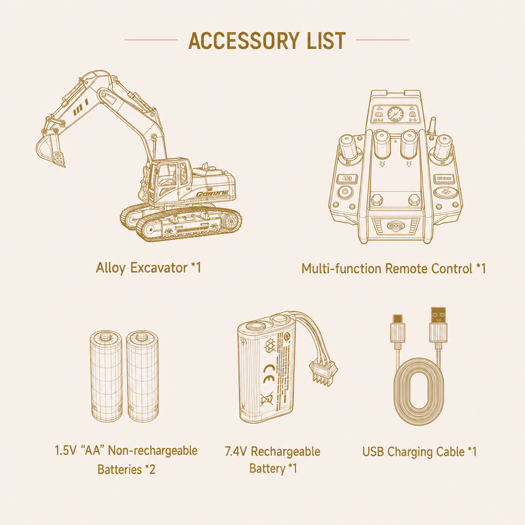 PowerDig™ Mega RC Excavator 1/14 Scale – 18-Channel Remote Control