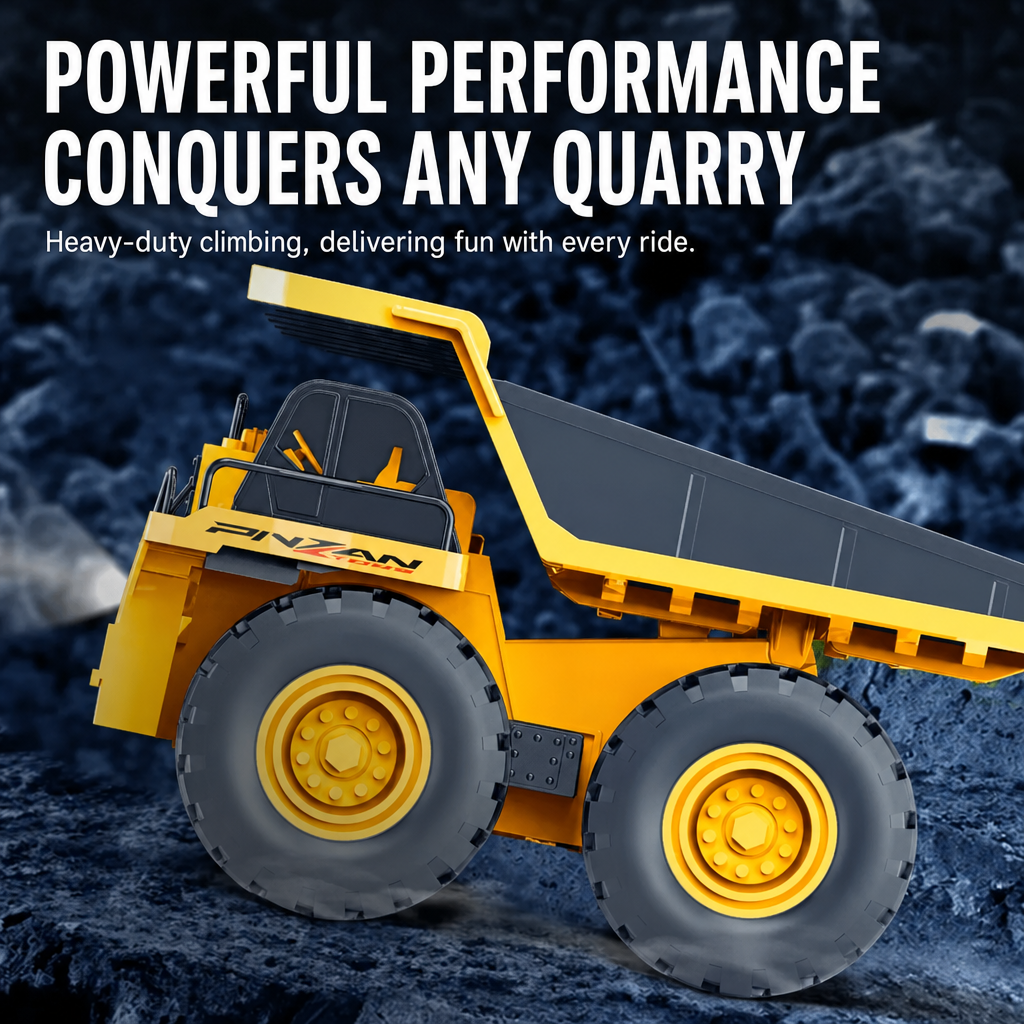 2.4G RC Mining Dump Truck Toy – Heavy Duty Alloy Construction Vehicle with LED Lights
